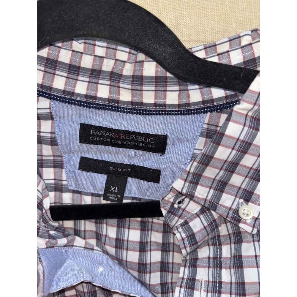 banana republic mens polo Plaid shirt xl - Picture 2 of 6